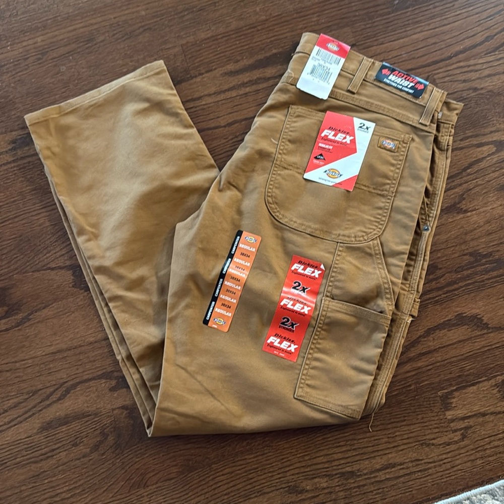 Men’s Dickies NWT Carpenter Pants size 38x34 Dark Tan